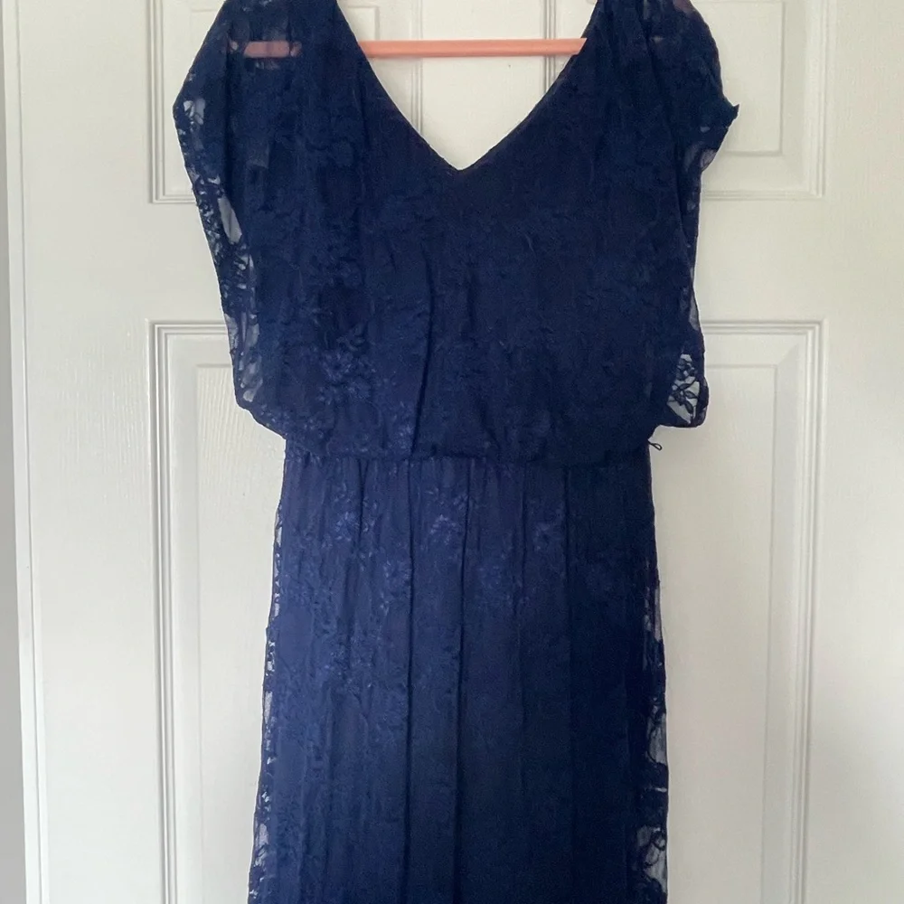 Navy blue high-low lace dress - Picture 7 of 7